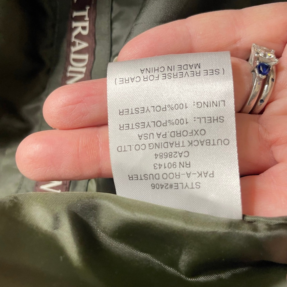 Outback Trading Company Olive Green Raincoat XXL - Picture 15 of 16